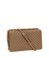 PINKO CLASSIC LOVE ONE Borsa in pelle nappa biscotto zenzero-antique gold - Borse Donna - 2
