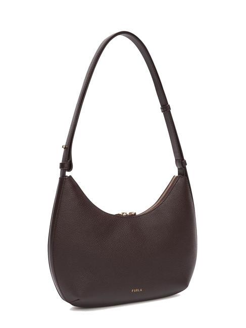 GOCCIA Borsa a spalla pelle martellata cioccolato - Borse Donna