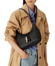 FURLA GOCCIA Borsa a spalla pelle martellata Nero - Borse Donna - 6