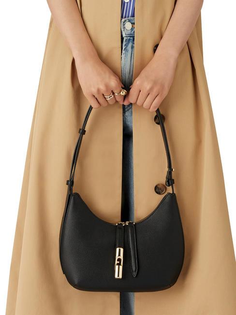 GOCCIA Borsa a spalla pelle martellata Nero - Borse Donna