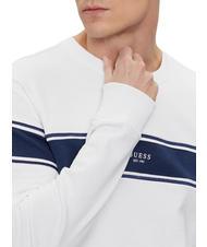 GUESS INSERTED STRIPE Felpa girocollo in cotone purwhite - Felpe Uomo - 3