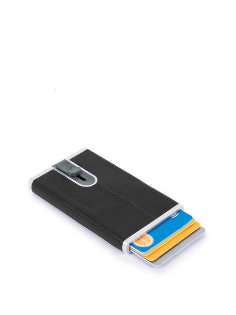  BLACK SQUARE Portacard metallico rivestito in pelle Nero - Portafogli Uomo