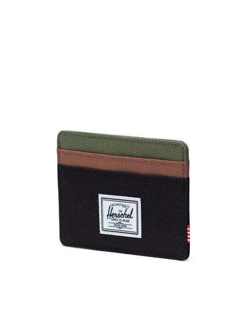 CHARLIE  Portacard piatto black/four leaf clover/saddle brown - Portafogli Donna