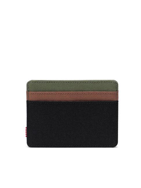 CHARLIE  Portacard piatto black/four leaf clover/saddle brown - Portafogli Donna