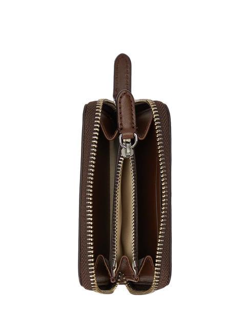 RL LOGO Portafoglio zip piccolo in pelle dark mahogany - Portafogli Donna