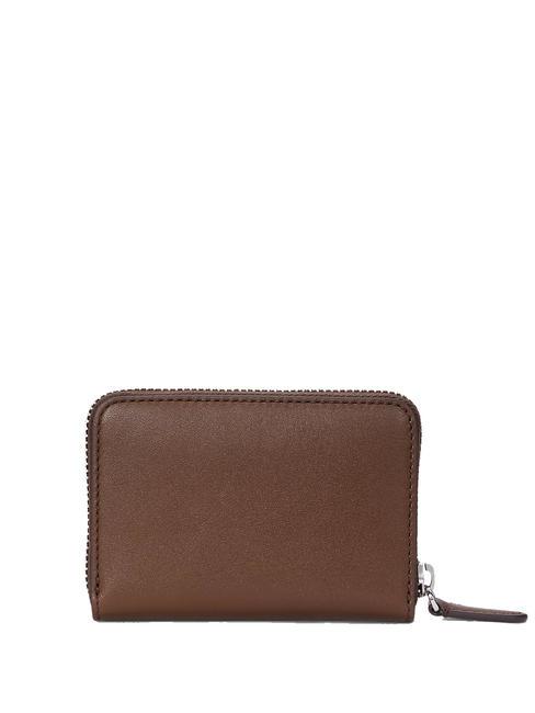 RL LOGO Portafoglio zip piccolo in pelle dark mahogany - Portafogli Donna