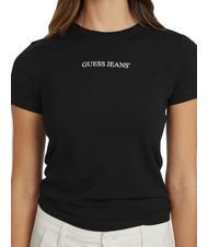 GUESS JEANS SLIM LOGO T-shirt stretch slim fit jetbla - T-shirt e Top Donna - 3