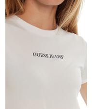 GUESS JEANS SLIM LOGO T-shirt stretch slim fit purwhite - T-shirt e Top Donna - 3