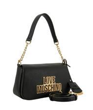 LOVE MOSCHINO METALLIC LOGO Borsa a spalla con tracolla Nero - Borse Donna - 2