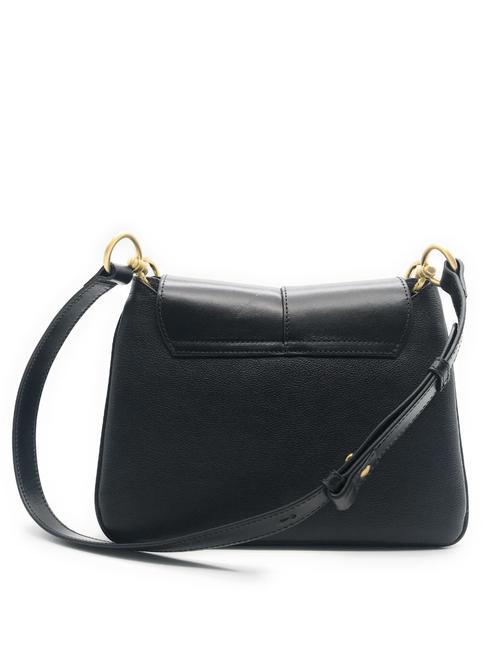 ELISABETTA Borsa con flap a spalla in pelle Nero Oro - Borse Donna