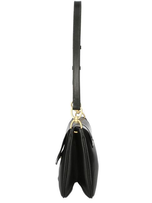 ELISABETTA Borsa con flap a spalla in pelle Nero Oro - Borse Donna