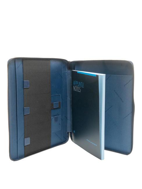 WALLABY Portablocco in pelle e tessuto blu - Porta tablet & Organizer