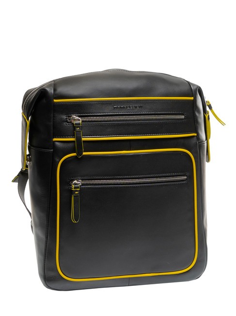 BICOLOR Zaino in pelle porta pc 13" black/yellow - Zaini da lavoro porta PC