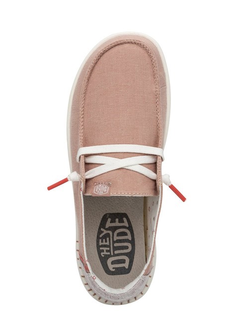 WENDY RISE Scarpa mocassino easy-on in misto lino chambray rose - Scarpe Donna