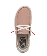 HEY DUDE WENDY RISE Scarpa mocassino easy-on in misto lino chambray rose - Scarpe Donna - 5