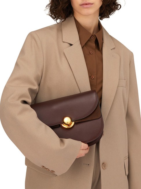 SFERA Borsa in pelle con flap a tracolla cioccolato - Borse Donna
