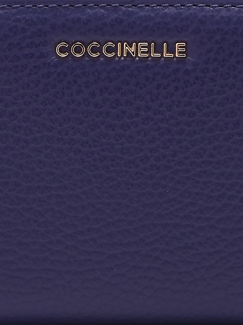 METALLIC SOFT Small wallet in textured leather royal blue - Portafogli Donna