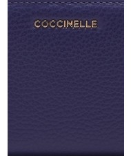 COCCINELLE METALLIC SOFT Small wallet in textured leather royal blue - Portafogli Donna - 3