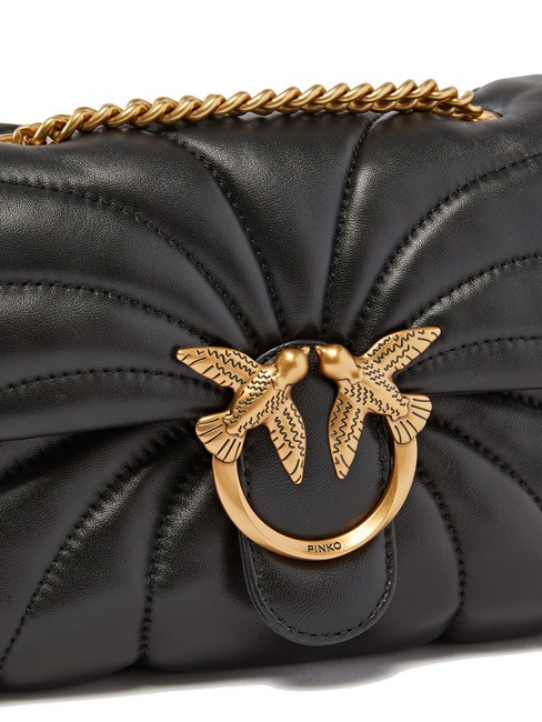 LOVE PUFF MINI Borsa tracolla mini in nappa nero-antique gold - Borse Donna