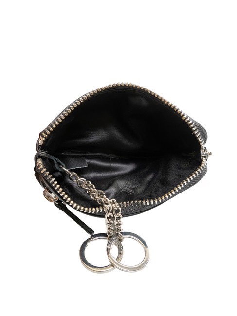 EMBOSSED LOGO Astuccio portachiavi in pelle 2 anelli black - Portachiavi