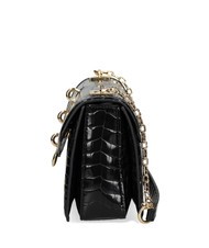 LOVE MOSCHINO CHAIN CROCO Borsa a spalla stampata Nero - Borse Donna - 3