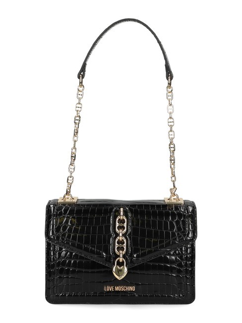 CHAIN CROCO Borsa a spalla stampata Nero - Borse Donna