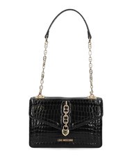 LOVE MOSCHINO CHAIN CROCO Borsa a spalla stampata Nero - Borse Donna - 4