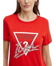 GUESS SS CN ICON  T-Shirt in cotone delicious red - T-shirt e Top Donna - 3
