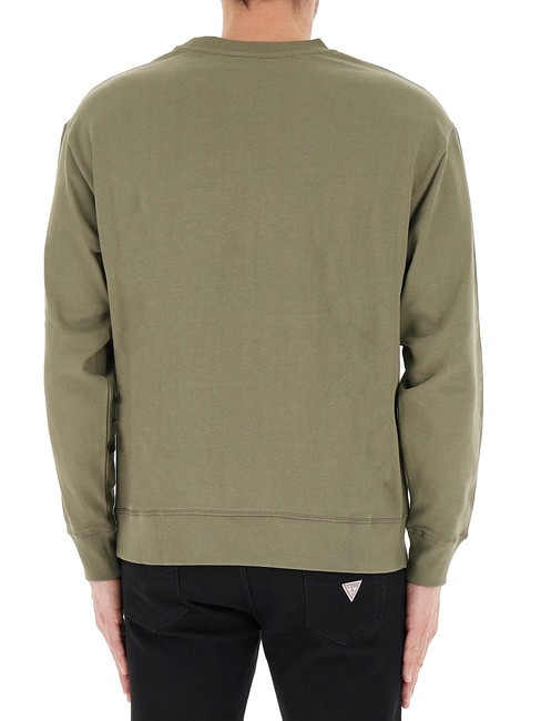 BASIC Felpa in cotone con lettering logo dusty olive - Felpe Uomo