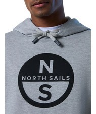 NORTH SAILS BASIC Felpa stampa logo con cappuccio grey melange - Felpe Uomo - 3