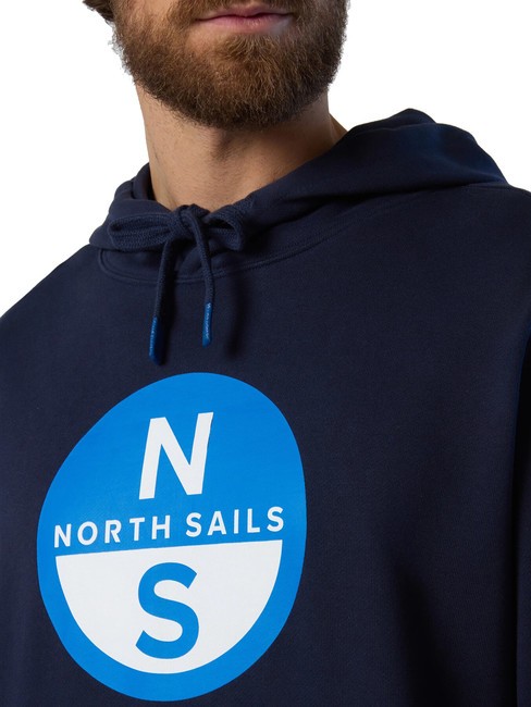 BASIC Felpa stampa logo con cappuccio navy blue - Felpe Uomo