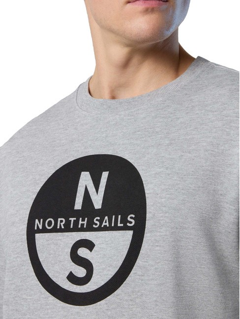 BASIC Felpa girocollo con stampa logo grey melange - Felpe Uomo