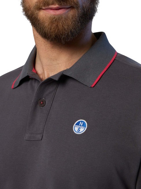 COLLAR STRIPED Polo manica corta in cotone iron grey - Polo Uomo