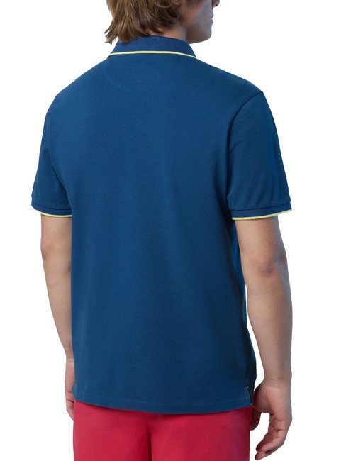 COLLAR STRIPED Polo manica corta in cotone dark denim - Polo Uomo