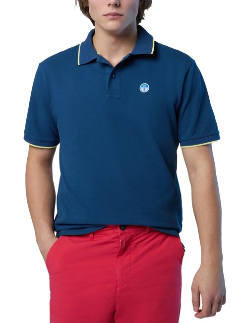 COLLAR STRIPED Polo manica corta in cotone dark denim - Polo Uomo