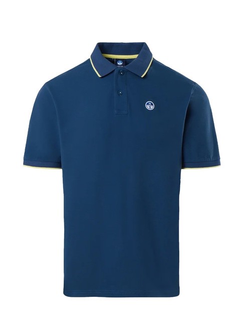 COLLAR STRIPED Polo manica corta in cotone dark denim - Polo Uomo