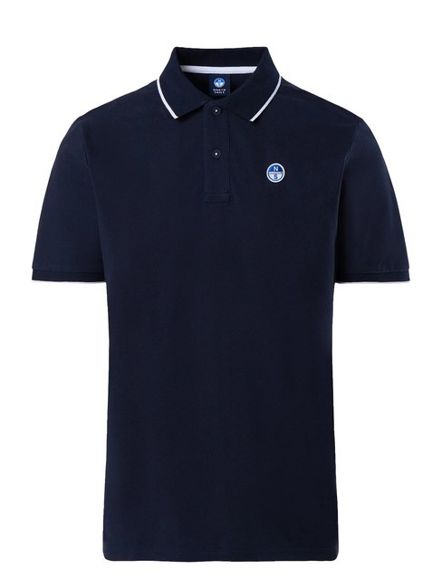 COLLAR STRIPED Polo manica corta in cotone navy blue - Polo Uomo