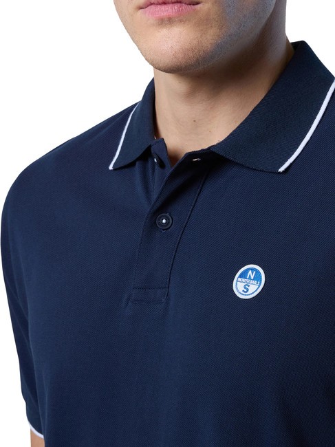 COLLAR STRIPED Polo manica corta in cotone navy blue - Polo Uomo