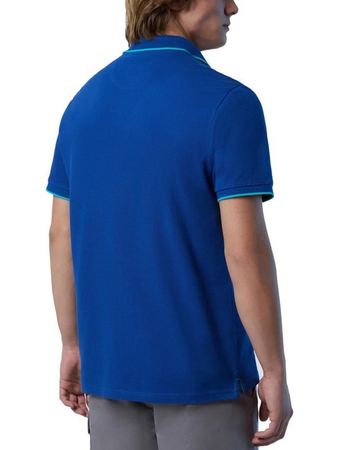 COLLAR STRIPED Polo manica corta in cotone ocean blue - Polo Uomo