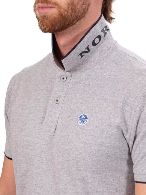 COLLAR STRIPED Polo manica corta in cotone grey melange - Polo Uomo