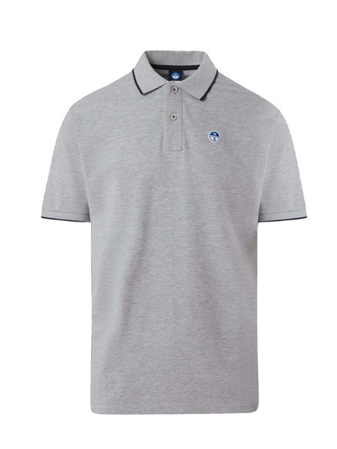 COLLAR STRIPED Polo manica corta in cotone grey melange - Polo Uomo