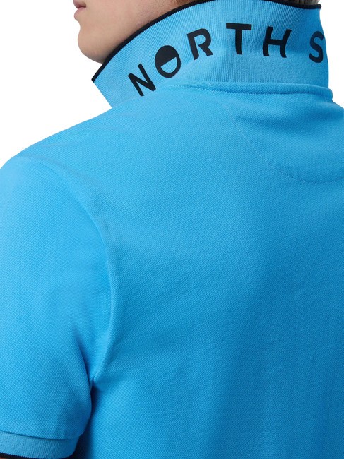 COLLAR STRIPED Polo manica corta in cotone azzurro - Polo Uomo