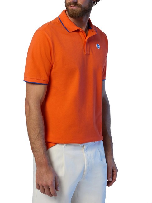 COLLAR STRIPED Polo manica corta in cotone flame orange - Polo Uomo