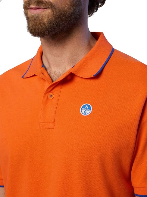 COLLAR STRIPED Polo manica corta in cotone flame orange - Polo Uomo