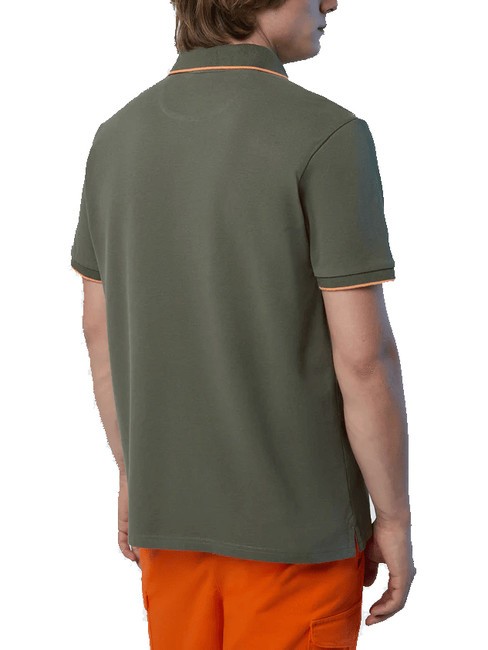 COLLAR STRIPED Polo manica corta in cotone dusty olive - Polo Uomo