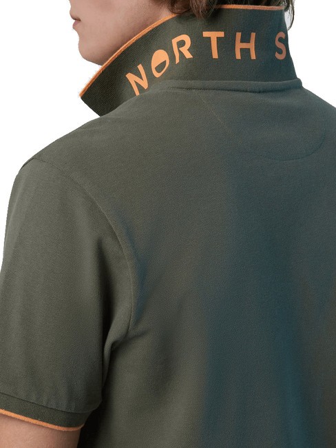 COLLAR STRIPED Polo manica corta in cotone dusty olive - Polo Uomo