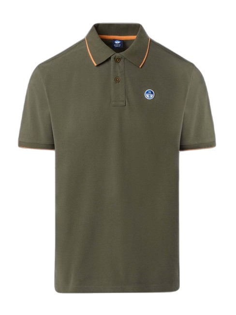 COLLAR STRIPED Polo manica corta in cotone dusty olive - Polo Uomo