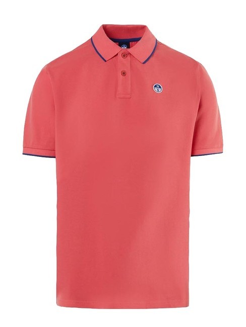 COLLAR STRIPED Polo manica corta in cotone calypso coral - Polo Uomo