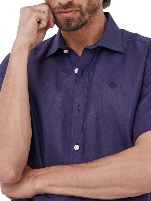 N|S Camicia a maniche corte in lino navy blue - Camicie Uomo