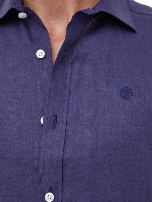 N|S Camicia a maniche corte in lino navy blue - Camicie Uomo